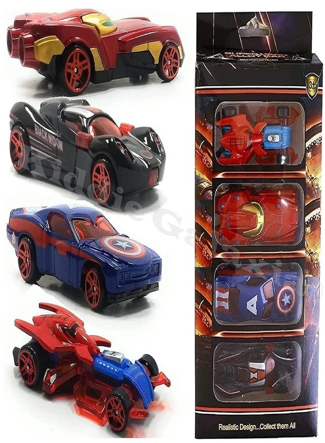 Royals hub Mini Metal Car for Kids, Car Pack of 4 Mini Racers Series Diecast Cars Suitable for Children, Movie Vehicle Racing Cars for Competition and Story Play - Multicolor - Image 1